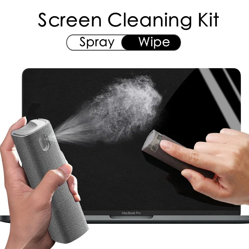 2-in-1 Mobile Screen Cleaner Spray Bottle with Microfiber Cloth Set for Electronics and Auto Care