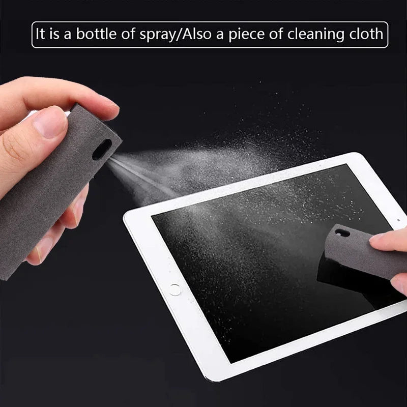 2-in-1 Mobile Screen Cleaner Spray Bottle with Microfiber Cloth Set for Electronics and Auto Care