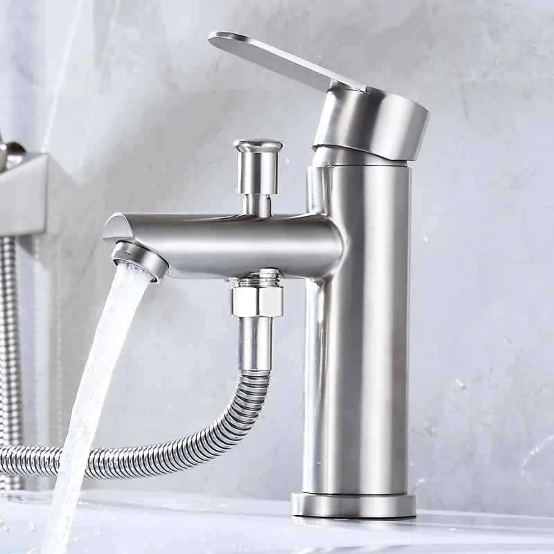 Bathroom Basin Faucet Hot Cold Mixer Tap with Shower Head Shampoo Washbasin Dual-Purpose Bath Faucet Bathroom Accessories