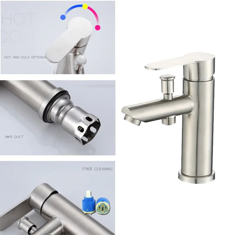 Bathroom Basin Faucet Hot Cold Mixer Tap with Shower Head Shampoo Washbasin Dual-Purpose Bath Faucet Bathroom Accessories