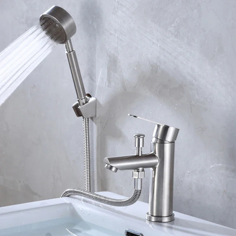 Bathroom Basin Faucet Hot Cold Mixer Tap with Shower Head Shampoo Washbasin Dual-Purpose Bath Faucet Bathroom Accessories