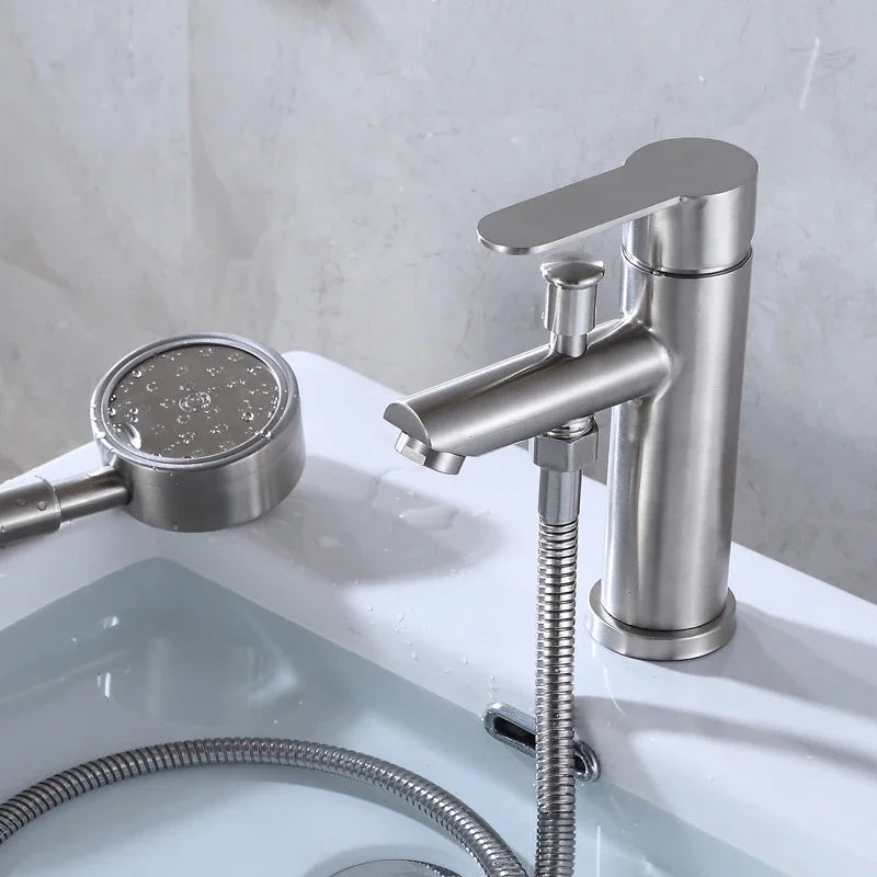 Bathroom Basin Faucet Hot Cold Mixer Tap with Shower Head Shampoo Washbasin Dual-Purpose Bath Faucet Bathroom Accessories