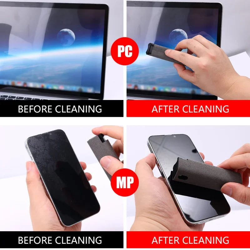 2-in-1 Mobile Screen Cleaner Spray Bottle with Microfiber Cloth Set for Electronics and Auto Care