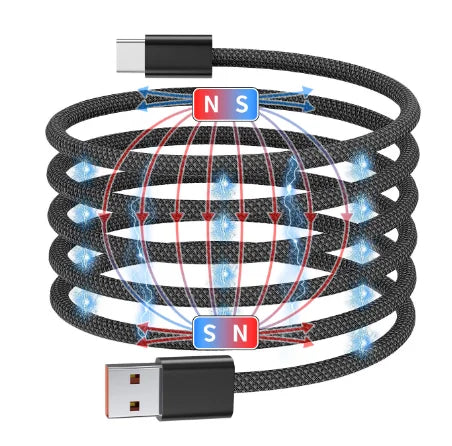 100W Magnetic Suction anti Winding USB C Cable Fast Charging Wire Mobile Phone Wires Cable for Samsung Type C Data Charge Cable
