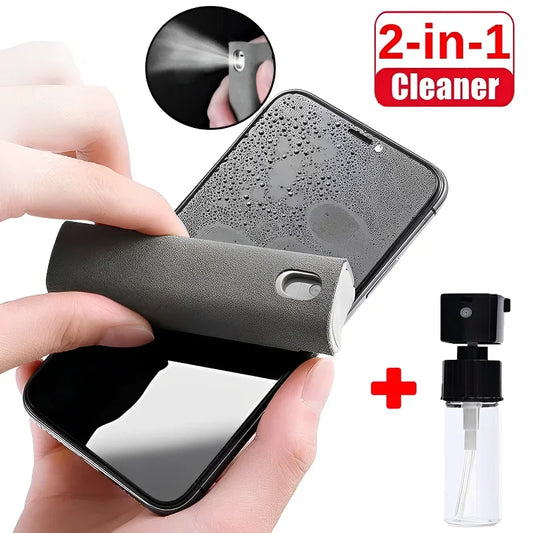 2-in-1 Mobile Screen Cleaner Spray Bottle with Microfiber Cloth Set for Electronics and Auto Care